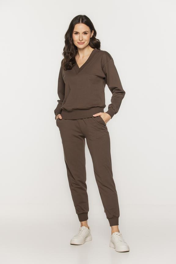 Dresowe brązowe spodnie z bawełny