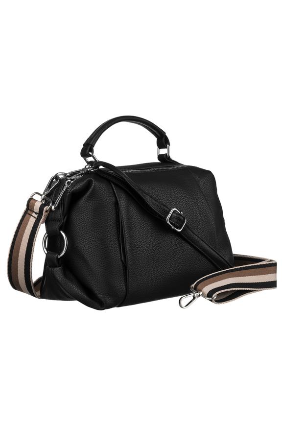 Dwukomorowa czarna torebka z odpinanym paskiem