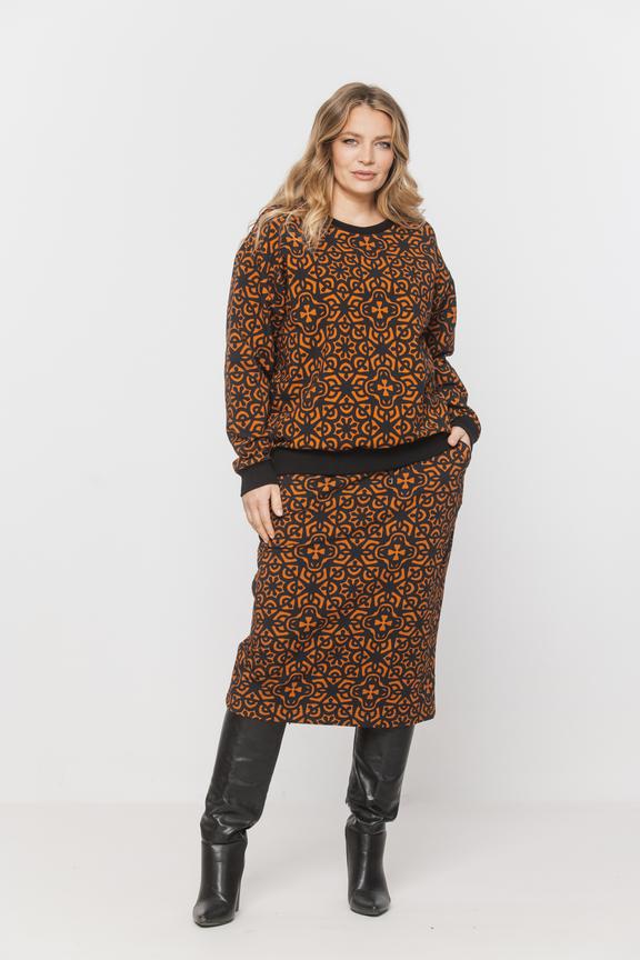 Dzianinowa bawełniana spódnica z kieszeniami