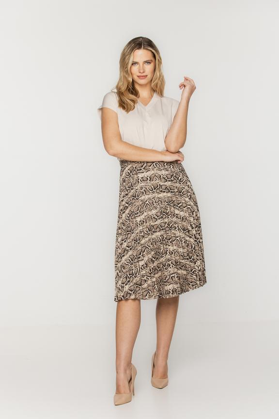 Dzianinowa beżowa bluzka z dekoltem V