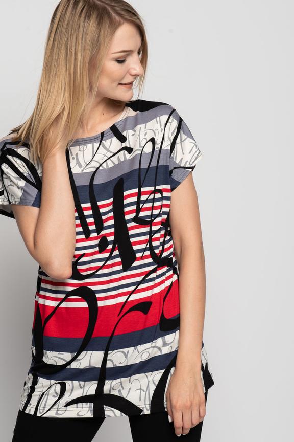 Dzianinowa bluzka z krótkim rękawem i okrągłym dekoltem