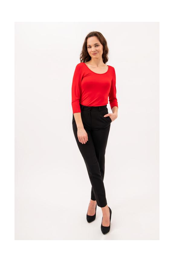 Dzianinowa dopasowana bluzka z okrągłym dekoltem