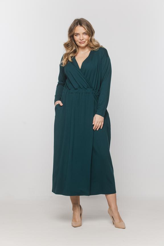 Dzianinowa morska sukienka z elastyczną talią