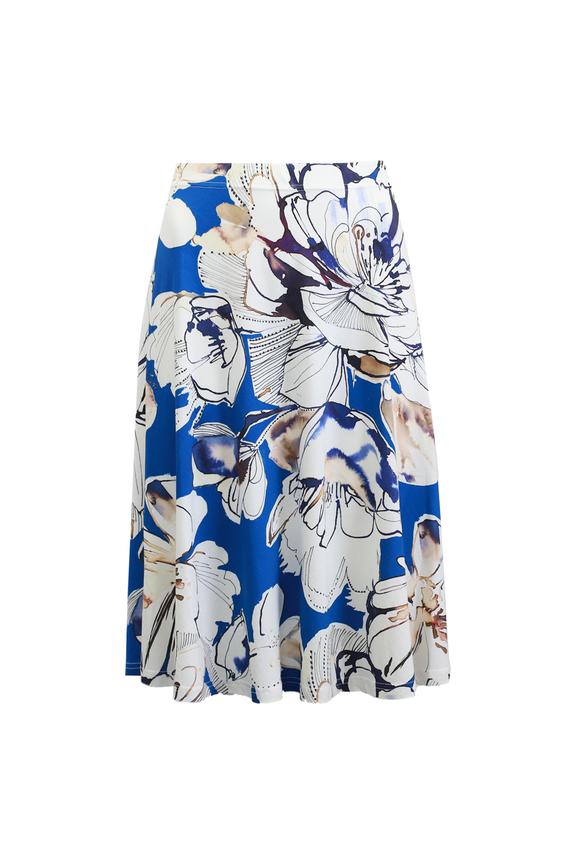 Dzianinowa rozkloszowana spódnica w kwiaty