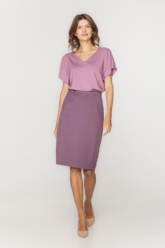 Dzianinowa wrzosowa bluzka z dekoltem V