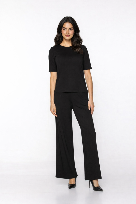 Dzianinowe czarne spodnie z wysokim stanem