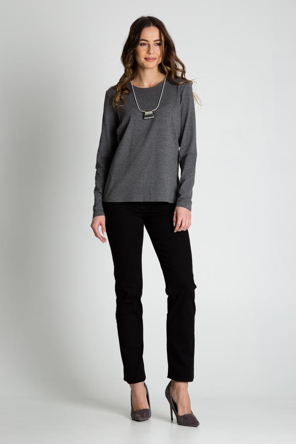 Szara luźna bluzka z długim rękawem