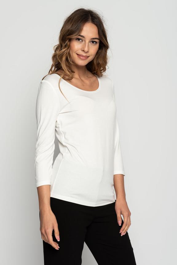 Dzianinowa biała bluzka z rękawem 3/4