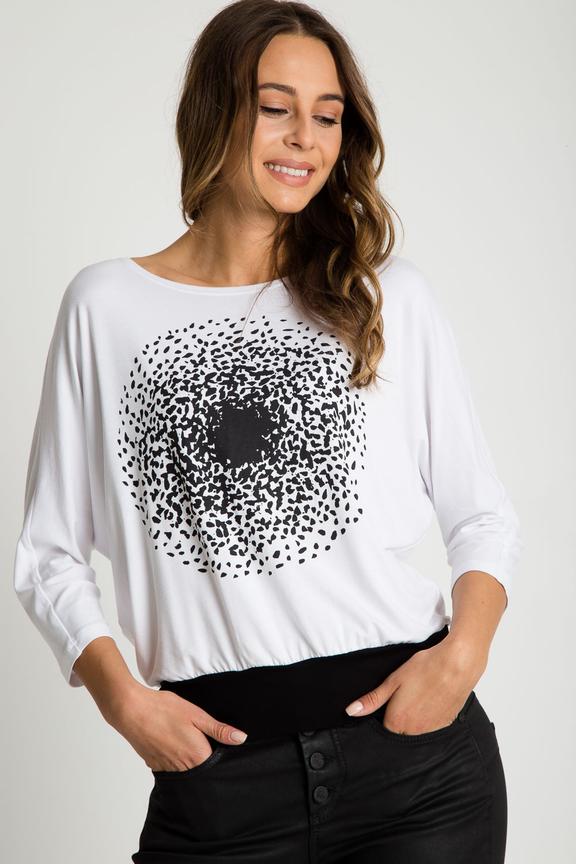 Bluzka nietoperz z czarnym ściągaczem