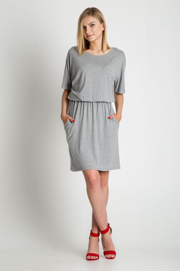 Szara sukienka z gumką w talii