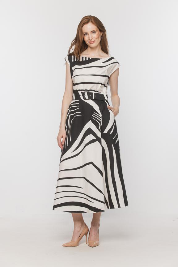 Elegancka bawełniana sukienka midi z paskiem