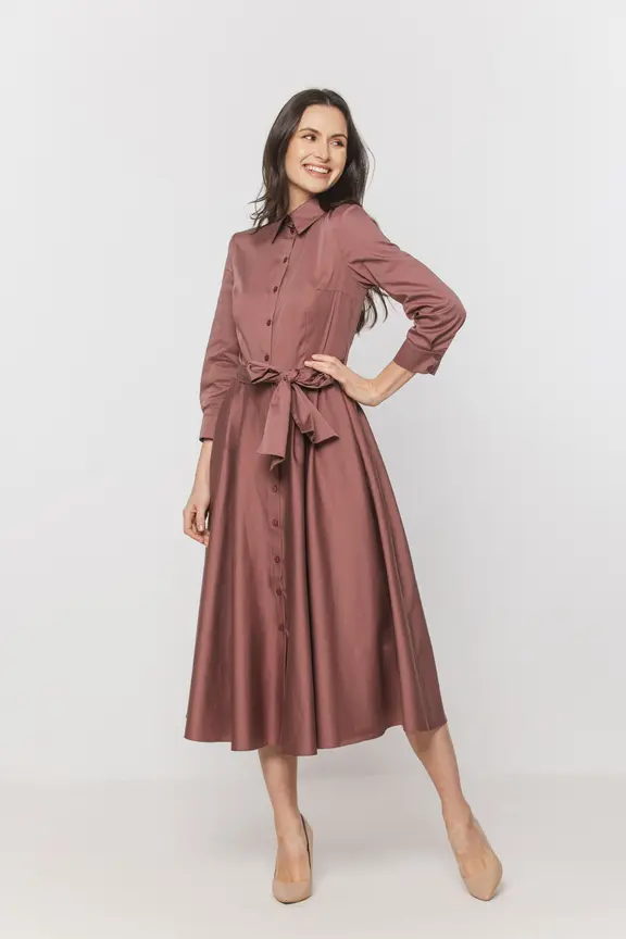 Elegancka bawełniana szmizjerka z szarfą