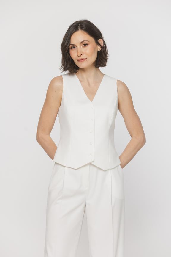 Elegancka kamizelka ecru w garniturowym stylu