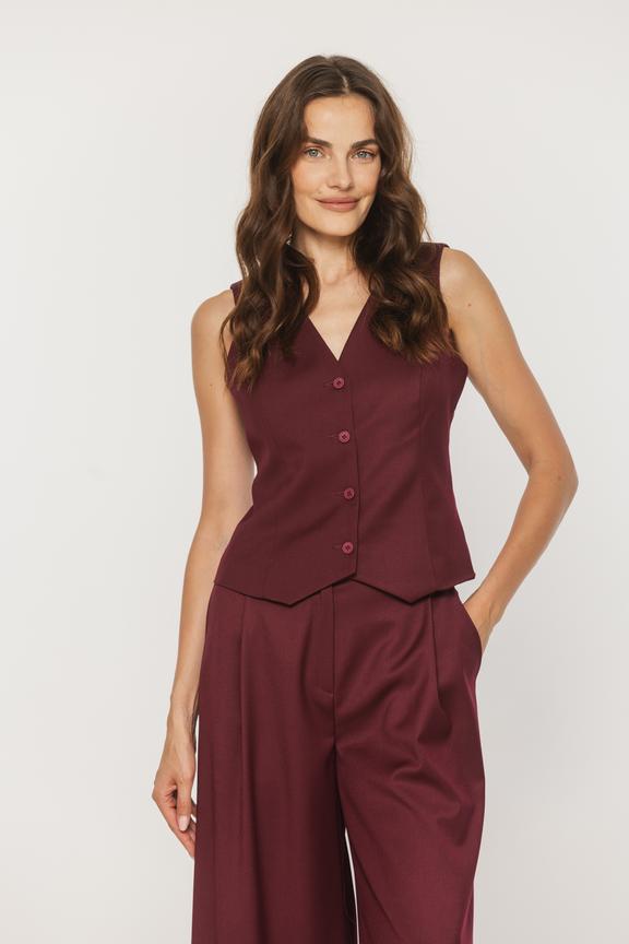 Elegancka kamizelka z bordowej tkaniny kostiumowej