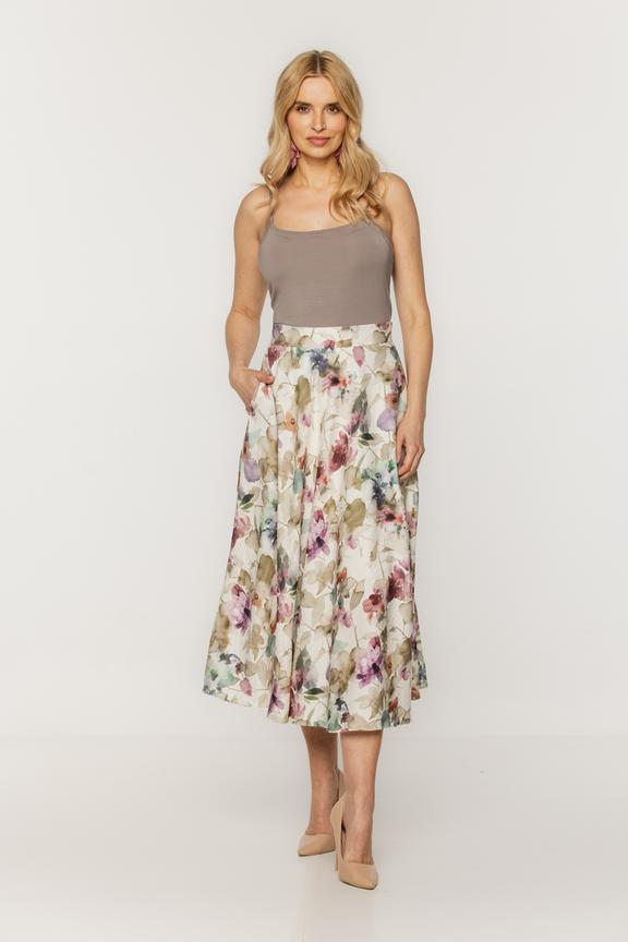Elegancka rozkloszowana spódnica midi z podszewką