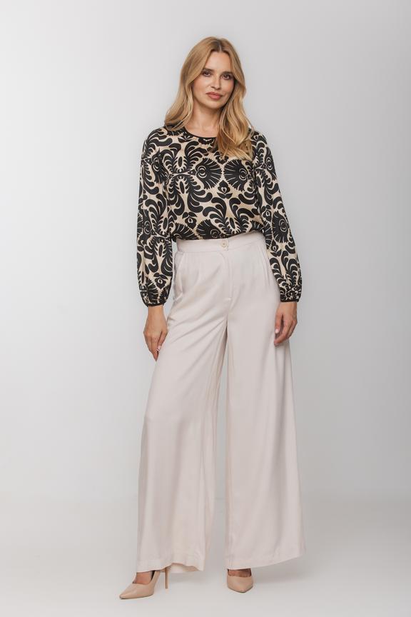 Elegancka wiskozowa bluzka z bufiastym rękawem