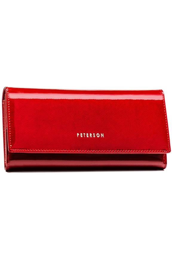 Elegancki czerwony portfel z zapięciem na zatrzask