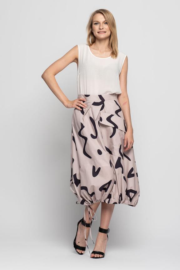 Bawełniana beżowa spódnica z dużą kieszenią