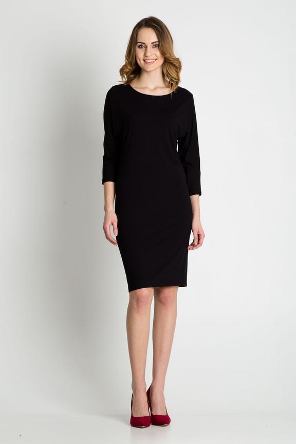 Czarna biurowa sukienka z rękawem 3/4
