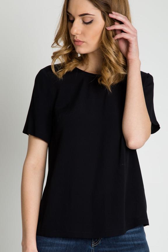 Czarna elegancka bluzka z krótkim rękawem