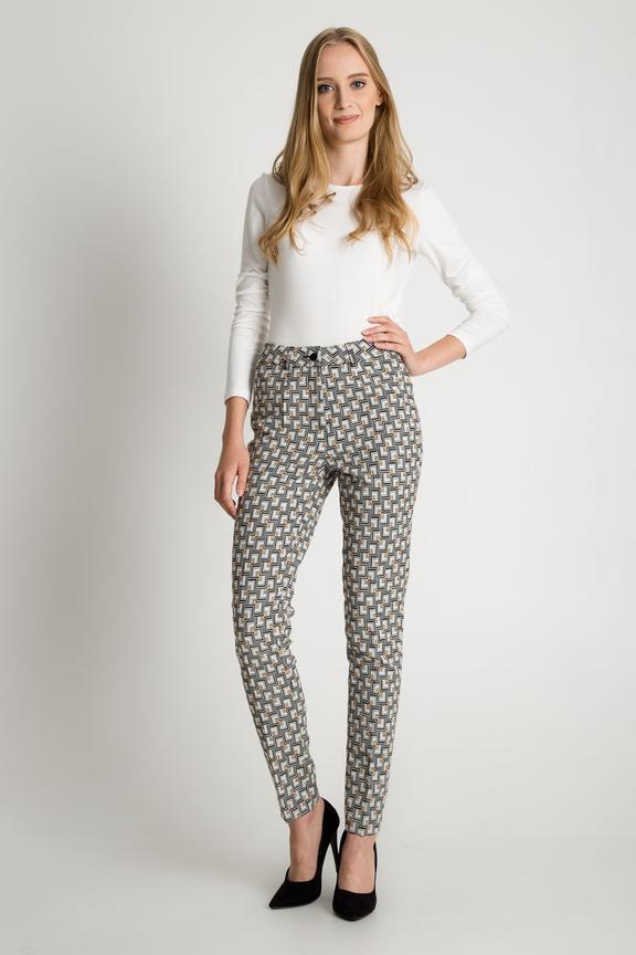 Żakardowe klasyczne spodnie we wzory