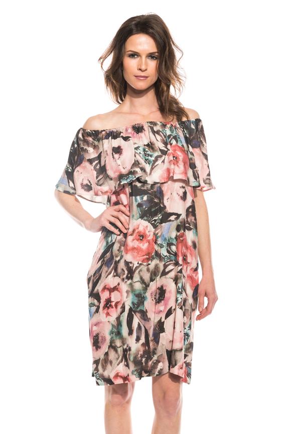 Sukienka we wzory z falbaną