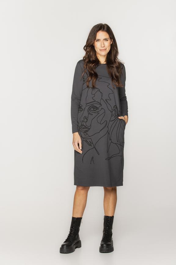 Grafitowa casualowa sukienka