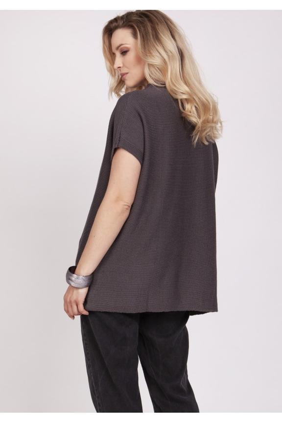 Grafitowy sweter z mini golfem