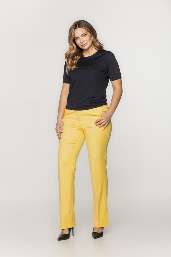 Granatowa krótka bluzka z wykończona ściągaczami