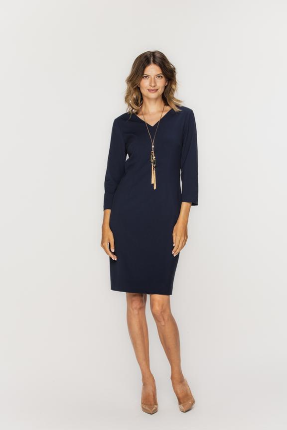 Granatowa sukienka z dekoltem w serek
