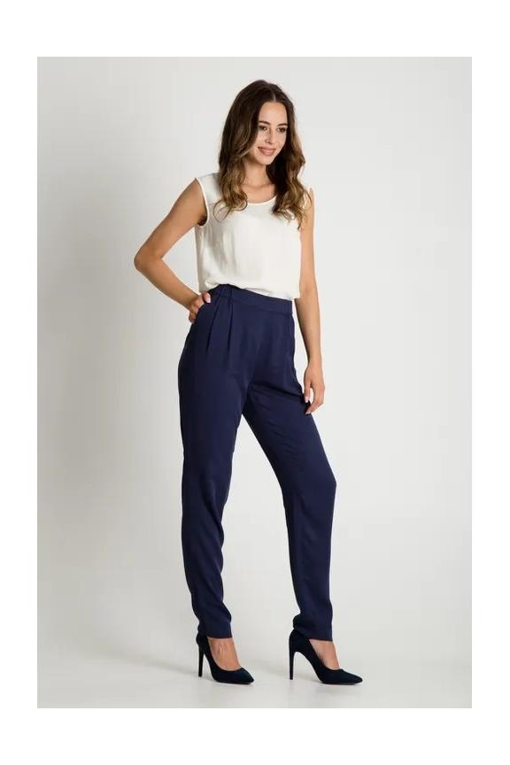 Granatowe luźne spodnie na gumce