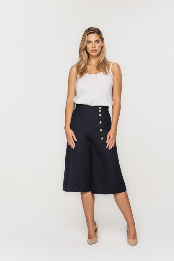 Granatowe spodnie za kolano