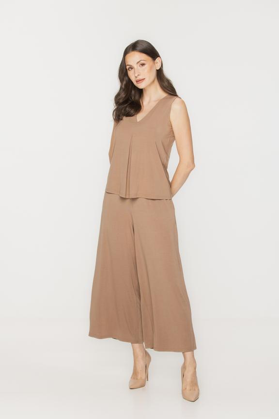 Jasnobrązowa bluzka bez rękawa