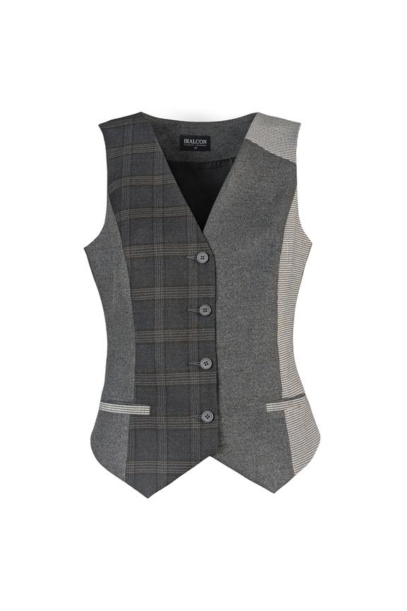 Unikalna garniturowa kamizelka z łączonych tkanin