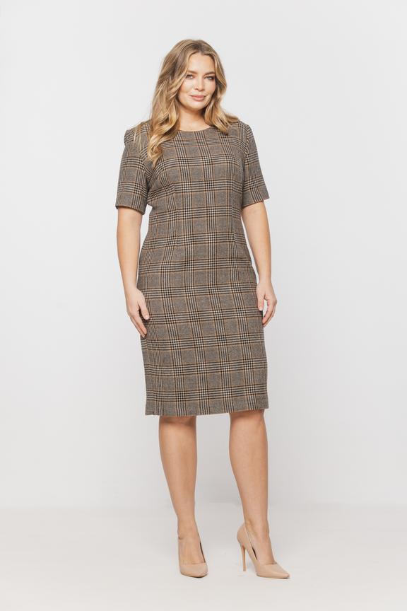 Klasyczna sukienka w kratkę z czystej wełny