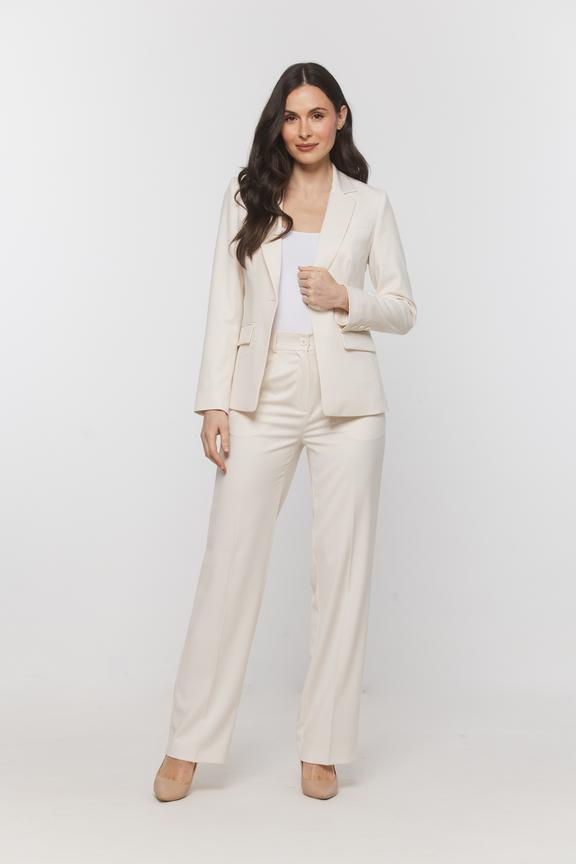 Klasyczny śmietankowy żakiet z zapięciem na jeden guzik