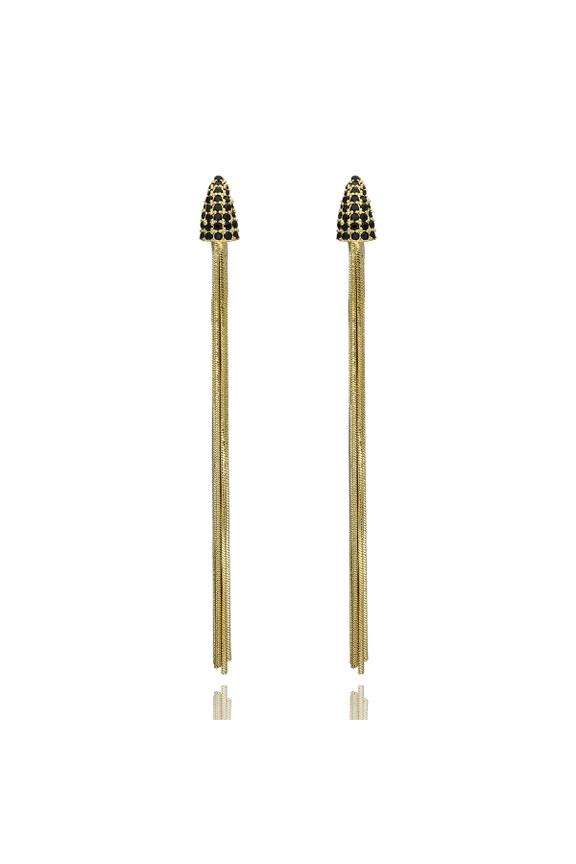 Kolczyki z łańcuszkami i czarnymi cyrkoniami