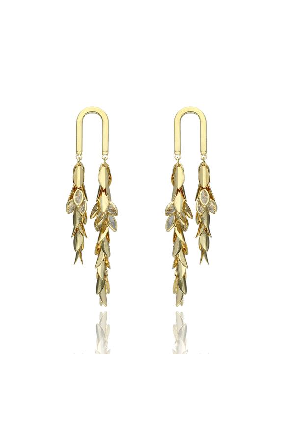 Złote wyjściowe kolczyki z delikatnymi cyrkoniami