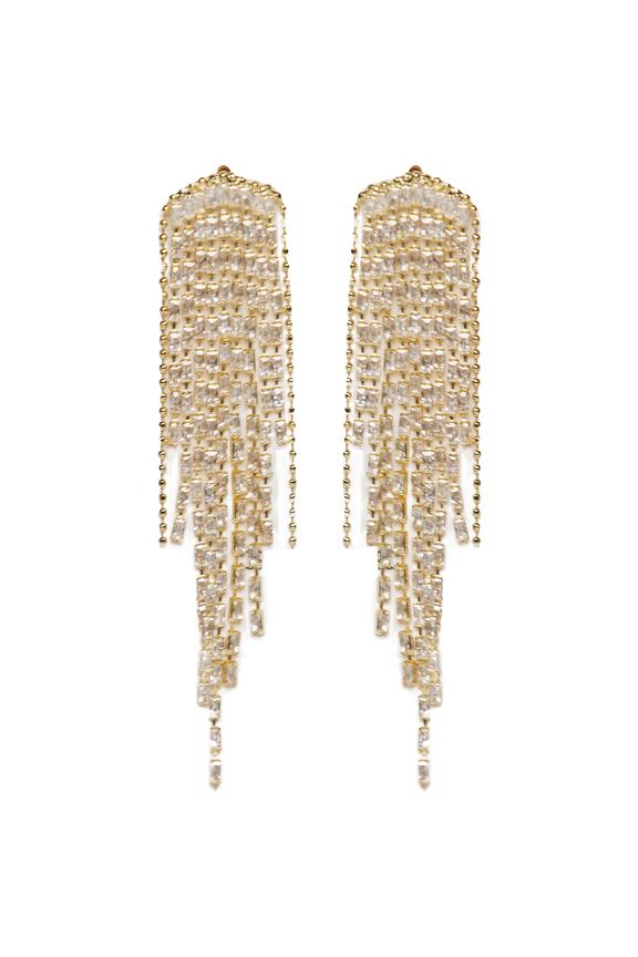 Złote ekskluzywne kolczyki z błyszczącymi kamieniami