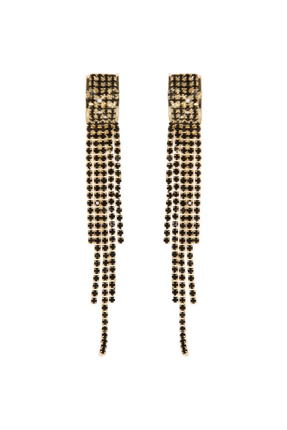 Efektowne złote kolczyki z czarnymi kamyczkami