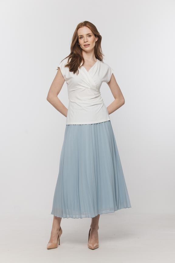 Kopertowa dzianinowa bluzka z marszczeniem