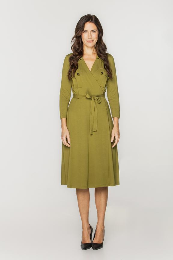 Kopertowa oliwkowa sukienka