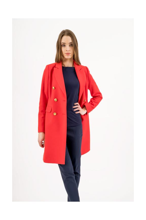 Wiosenny koralowy płaszcz damski