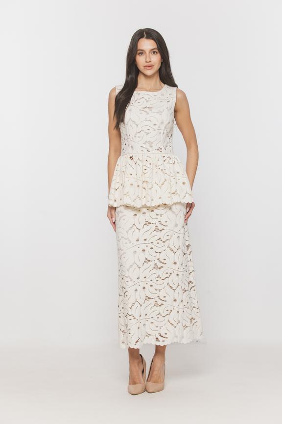 Koronkowa bawełniana spódnica w kolorze ecru