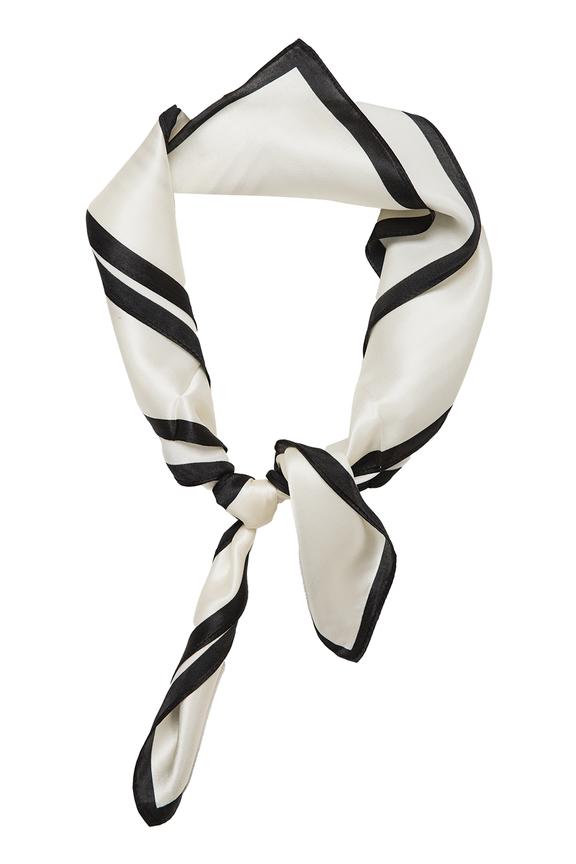 Kremowo-czarna jedwabna apaszka