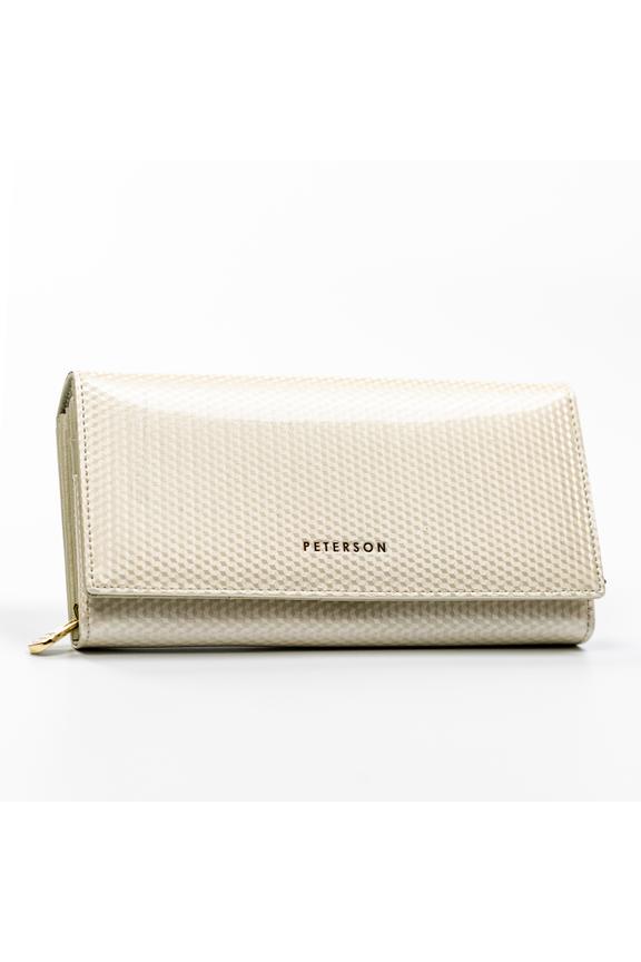 Kremowy lakierowany portfel w eleganckim stylu