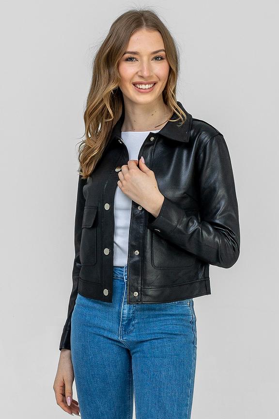 Short black jacket with large patch pockets