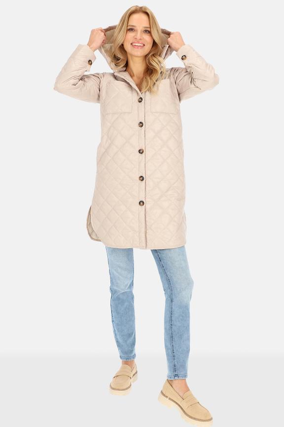 Lekka beżowa kurtka z odpinanym kapturem