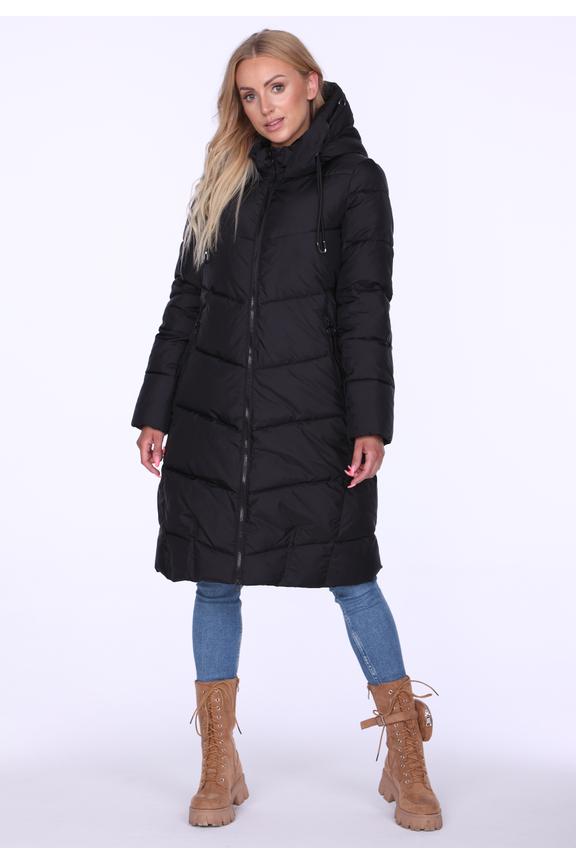 Czarna kurtka z ukośnym pikowaniem