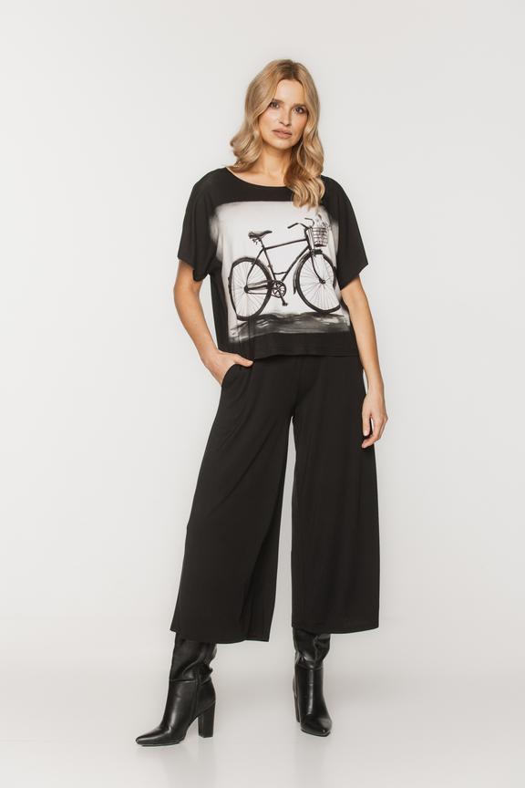 Loose black blouse with digital print